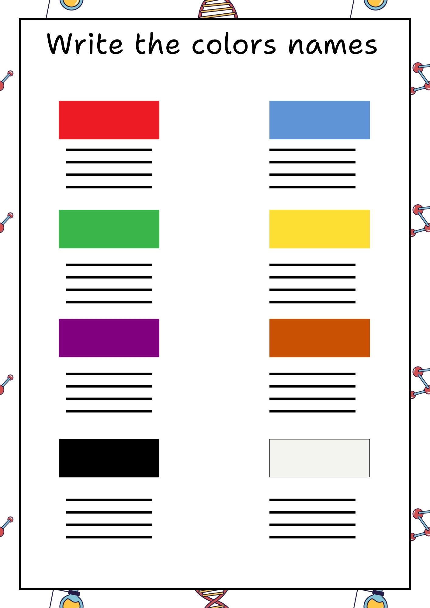 Write the colors names